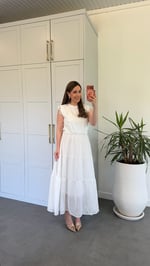 İşleme Dantelli T-shirt Detaylı Elbise Ekru