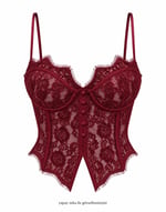 İthal Dantelli Korse Bluz Bordo