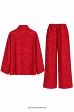 Jakarlı Kimono Takım Kırmızı