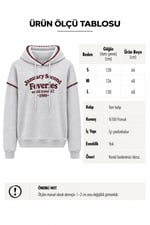 January Bordo Nakışlı Kapişonlu Sweatshirt Gri
