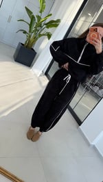 Jogger Biyeli Fermuarlı Eşofman Takımı Siyah
