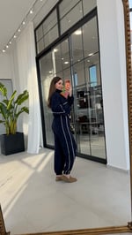 Jogger Biyeli Fermuarlı Eşofman Takımı Lacivert