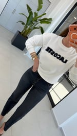 Kabartma Yazılı Lcs Sweatshirt Ekru