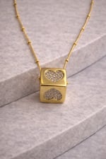 Kalp Küp Kolye Gold
