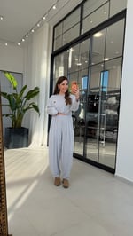 Kalp Nakışlı Şalvar Model Takım Gri