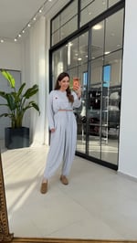 Kalp Nakışlı Şalvar Model Takım Gri