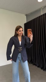 Kancalı Premium Blazer Ceket Lacivert