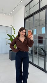 Kapişonlu Sweat Ceket Kahverengi