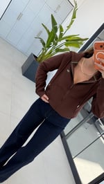 Kapişonlu Sweat Ceket Kahverengi