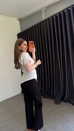 Kenarları Taş Detaylı T-shirt Ekru