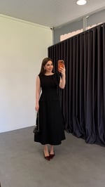 Kol Bağlamalı Midi Elbise Siyah