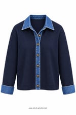 Kot Garnili Eskitme Düğmeli Triko Lacivert
