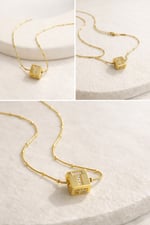 Küp Harf Kolye Gold T