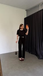 Likralı Kendinden Kemerli Jean Siyah