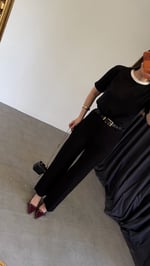 Likralı Kendinden Kemerli Jean Siyah