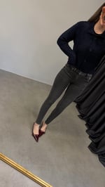 Lj Arkası Taşlı Payetli Oush Up Skinny Jean Gri
