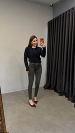 Lj Arkası Taşlı Payetli Oush Up Skinny Jean Gri