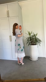 Lotus Çiçekli Elbise Gri
