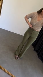 Ls Haki İspanyol Paça Jean