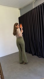 Ls Haki İspanyol Paça Jean