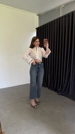 Luna Mom Fit Kesik Paça Jean Mavi