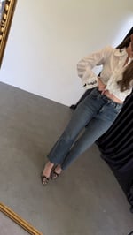 Luna Mom Fit Kesik Paça Jean Mavi