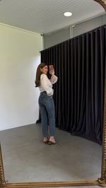 Luna Mom Fit Kesik Paça Jean Mavi