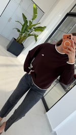 Manşetli Modal Sweatshirt Acı Kahve