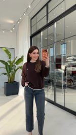 Manşetli Modal Sweatshirt Acı Kahve