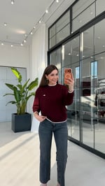 Manşetli Modal Sweatshirt Bordo