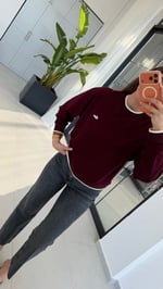 Manşetli Modal Sweatshirt Bordo