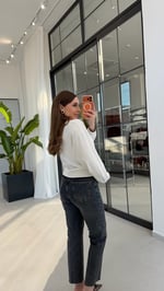 Manşetli Modal Sweatshirt Ekru