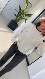 Manşetli Modal Sweatshirt Ekru