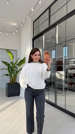 Manşetli Modal Sweatshirt Ekru