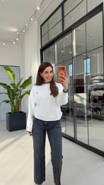 Manşetli Modal Sweatshirt Ekru