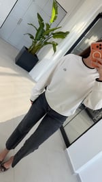 Manşetli Modal Sweatshirt Ekru