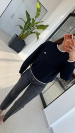 Manşetli Modal Sweatshirt Lacivert