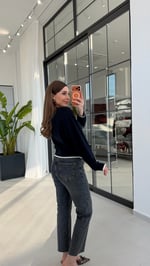 Manşetli Modal Sweatshirt Lacivert