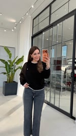 Manşetli Modal Sweatshirt Siyah