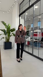 Mare Kalın Kemerli Blazer Ceket Kahverengi