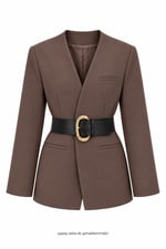 Mare Kalın Kemerli Blazer Ceket Kahverengi
