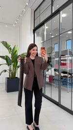 Mare Kalın Kemerli Blazer Ceket Kahverengi