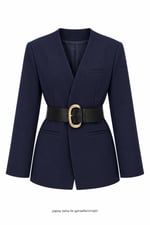 Mare Kalın Kemerli Blazer Ceket Lacivert