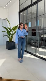 Mari Mavi Kesik Paçalı Jean