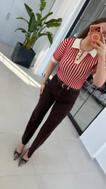 Marka Model Akordiyon Bluz Kırmızı
