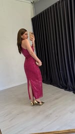 Maui Payetli Elbise Pembe