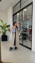 Mavi Astarlı Premium Trenç Ceket Taş Rengi
