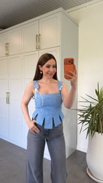 Melanj Renkli Dilimli Bluz Mavi