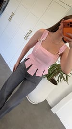 Melanj Renkli Dilimli Bluz Pembe
