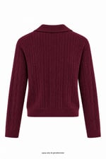 Mini Saç Örgülü Polo Yaka Triko Mürdüm